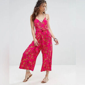 FREE PEOPLE Combination Hot Tropics Jumpsuit in Pink‎ Combo